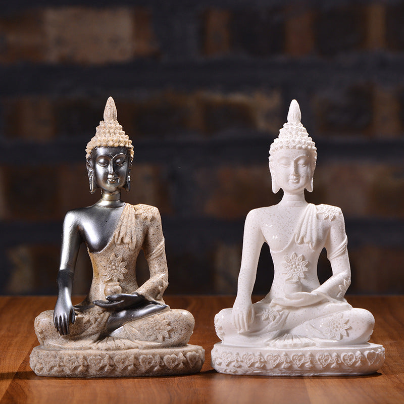 Resin Small Sitting Buddha Sculpture for Home Decor